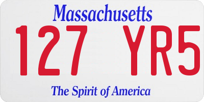 MA license plate 127YR5