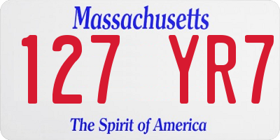 MA license plate 127YR7