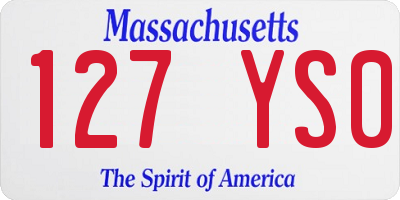 MA license plate 127YS0