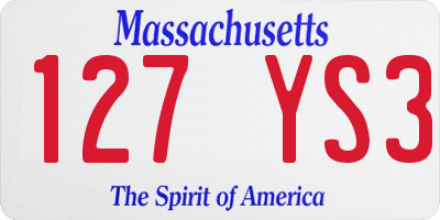 MA license plate 127YS3
