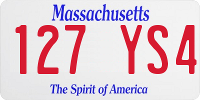 MA license plate 127YS4