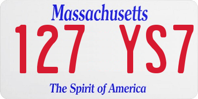MA license plate 127YS7