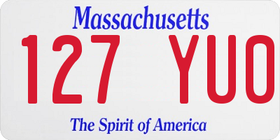 MA license plate 127YU0