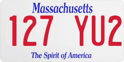 MA license plate 127YU2