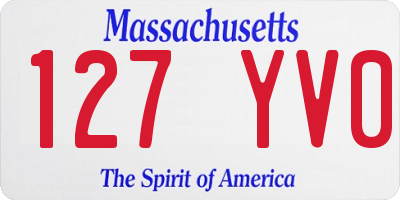 MA license plate 127YV0