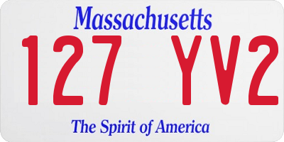 MA license plate 127YV2