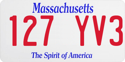 MA license plate 127YV3