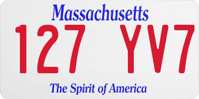 MA license plate 127YV7
