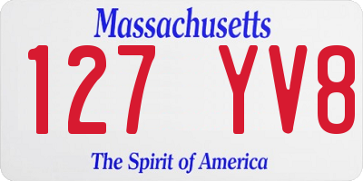 MA license plate 127YV8