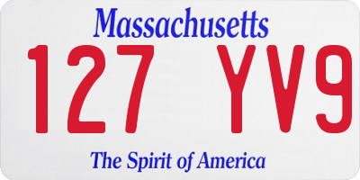 MA license plate 127YV9