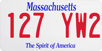 MA license plate 127YW2