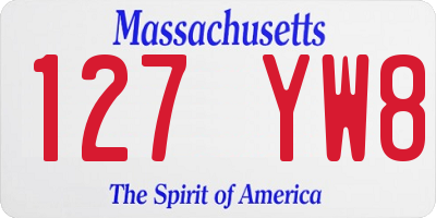 MA license plate 127YW8