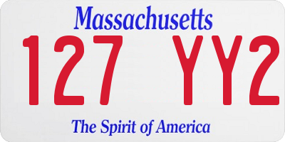 MA license plate 127YY2