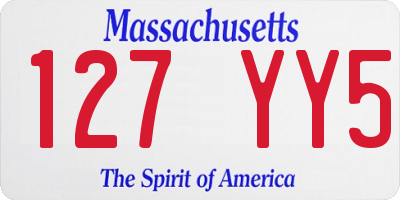 MA license plate 127YY5