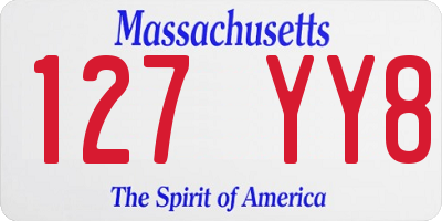 MA license plate 127YY8