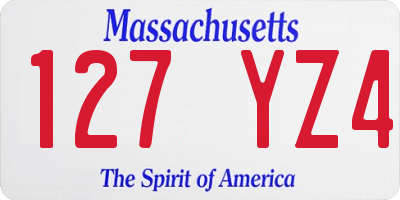 MA license plate 127YZ4