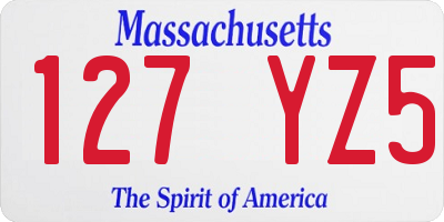 MA license plate 127YZ5