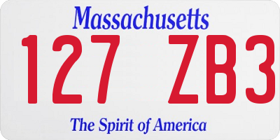 MA license plate 127ZB3
