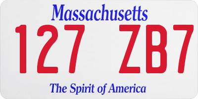 MA license plate 127ZB7