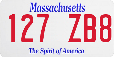 MA license plate 127ZB8