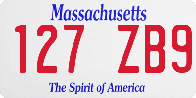 MA license plate 127ZB9