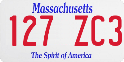MA license plate 127ZC3