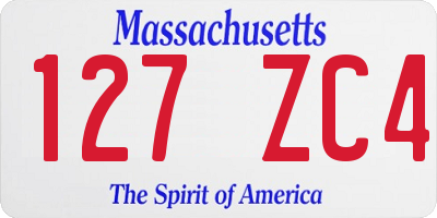 MA license plate 127ZC4