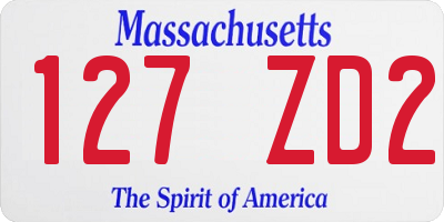 MA license plate 127ZD2
