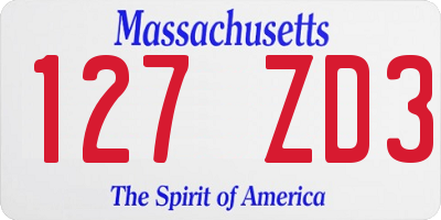 MA license plate 127ZD3