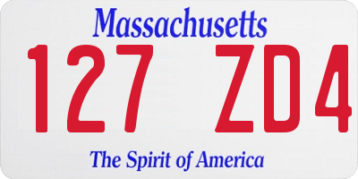 MA license plate 127ZD4