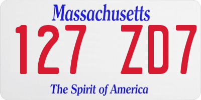MA license plate 127ZD7