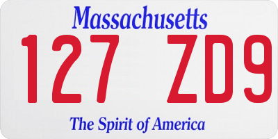 MA license plate 127ZD9
