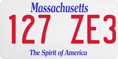 MA license plate 127ZE3