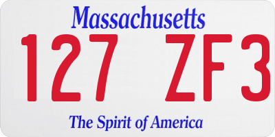 MA license plate 127ZF3