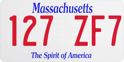 MA license plate 127ZF7