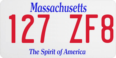 MA license plate 127ZF8