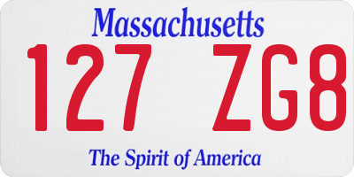MA license plate 127ZG8