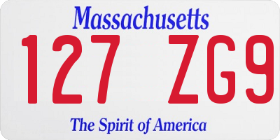 MA license plate 127ZG9