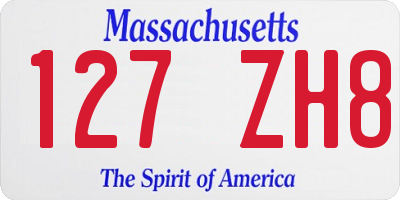 MA license plate 127ZH8