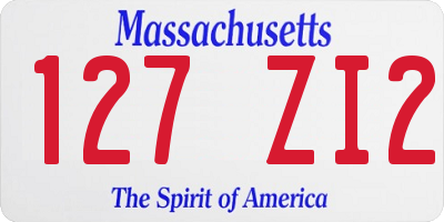MA license plate 127ZI2