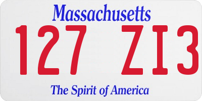 MA license plate 127ZI3