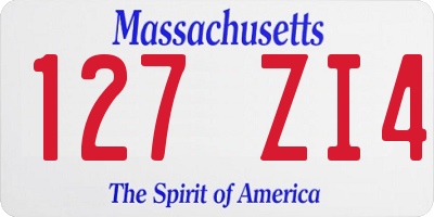 MA license plate 127ZI4