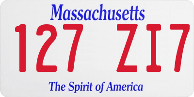 MA license plate 127ZI7