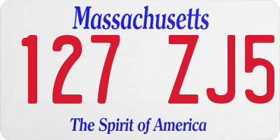 MA license plate 127ZJ5