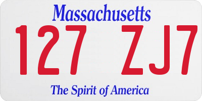 MA license plate 127ZJ7
