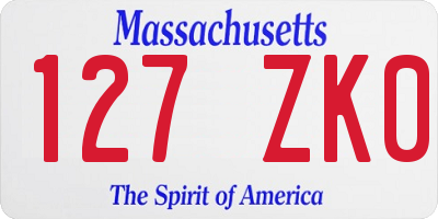 MA license plate 127ZK0