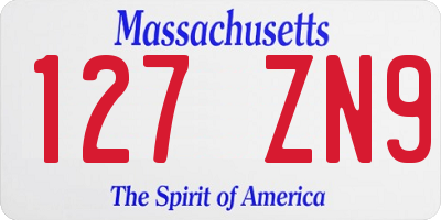 MA license plate 127ZN9