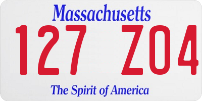 MA license plate 127ZO4