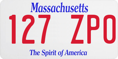MA license plate 127ZP0