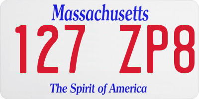 MA license plate 127ZP8